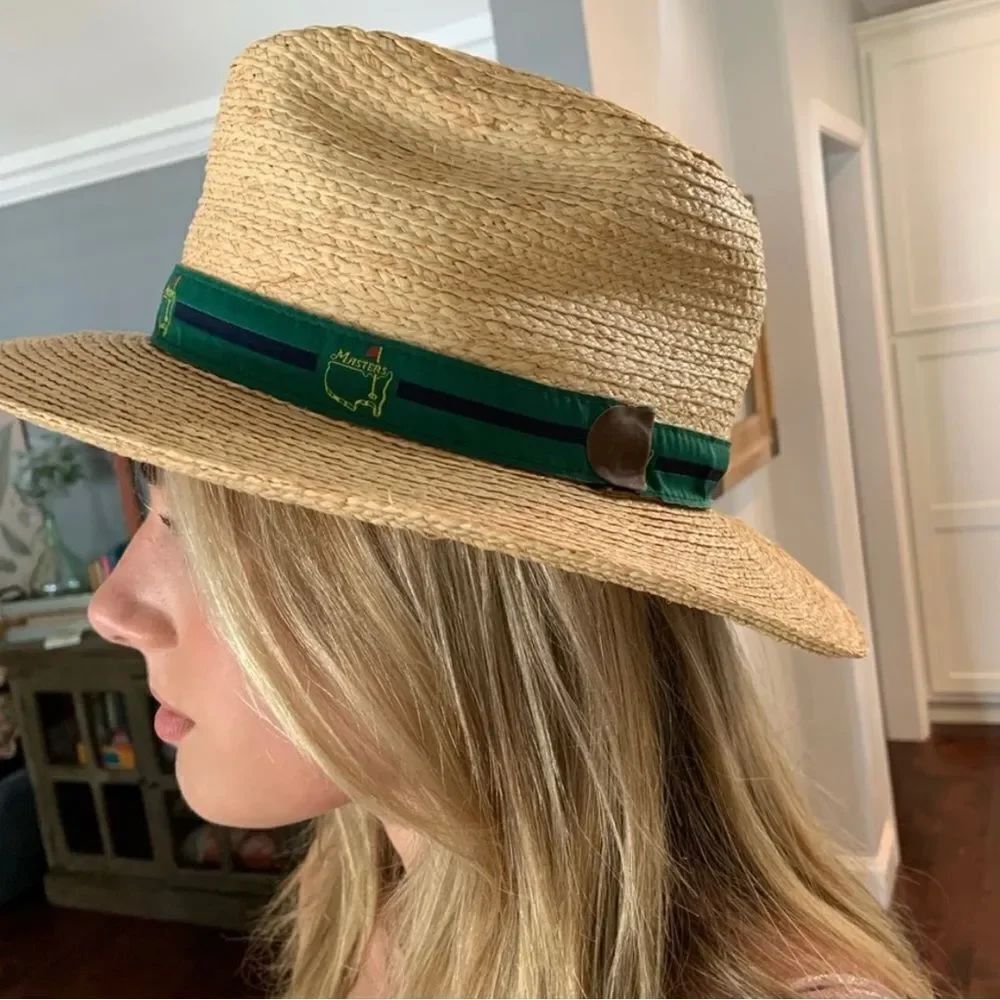 The MASTERS Augusta Golf Club National Tournament FlagโStraw Cap Hat S/M UNISEX